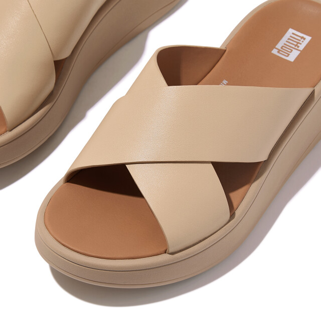 FitFlop F-mode leather flatform cross slides FW5 large