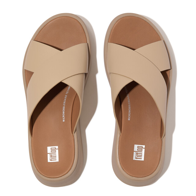 FitFlop F-mode leather flatform cross slides FW5 large