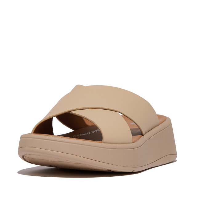 FitFlop F-mode leather flatform cross slides FW5 large