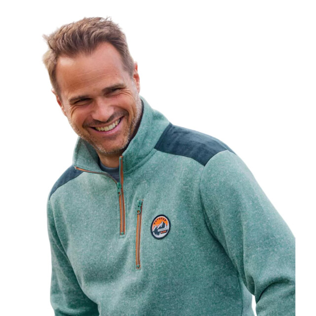Atlas For Men Heren trui van geborsteld fleece met contrasterende ritssluiting UTAF1570_green large