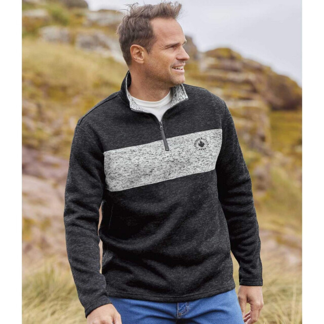 Atlas For Men Heren trui met geborstelde fleece zip neck (set van 4) UTAF128_greyblackbluedarkgrey large
