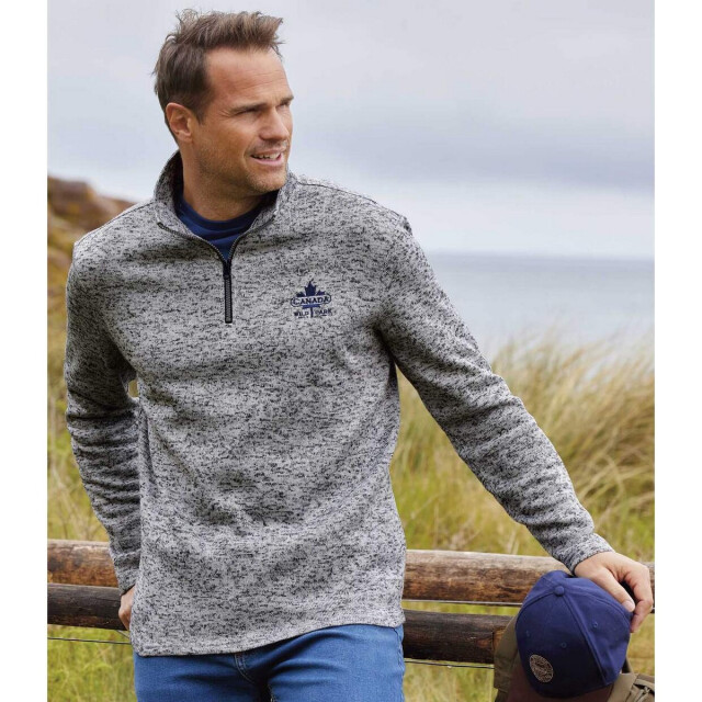 Atlas For Men Heren trui met geborstelde fleece zip neck (set van 4) UTAF128_greyblackbluedarkgrey large