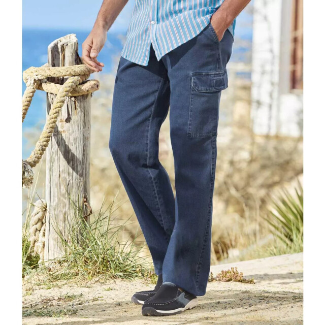 Atlas For Men Heren elastische taille casual jeans (set van 2) UTAF568_greyblue large