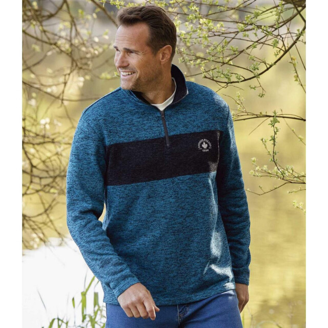 Atlas For Men Heren trui met geborstelde fleece zip neck (set van 4) UTAF128_greyblackbluedarkgrey large