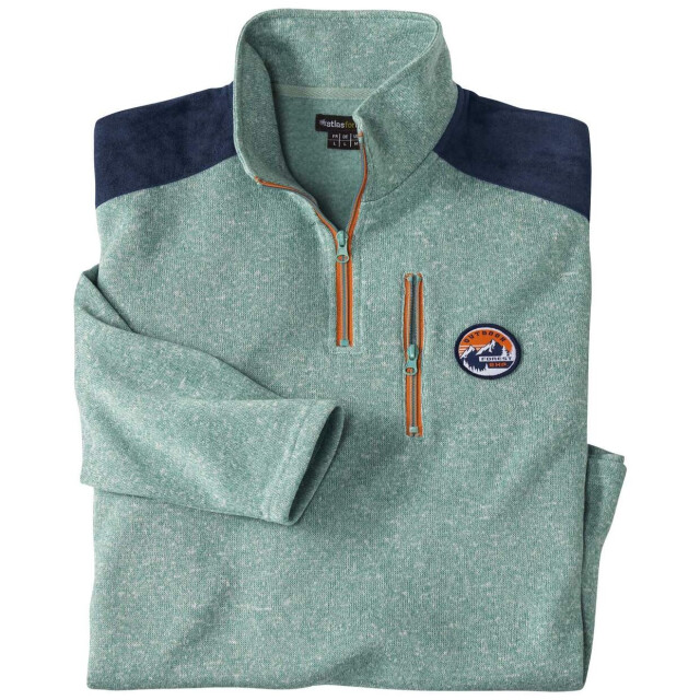 Atlas For Men Heren trui van geborsteld fleece met contrasterende ritssluiting UTAF1570_green large