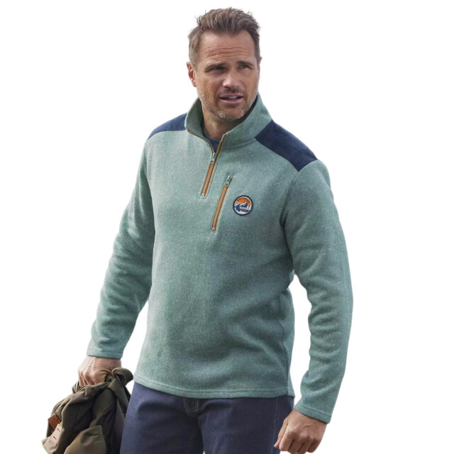 Atlas For Men Heren trui van geborsteld fleece met contrasterende ritssluiting UTAF1570_green large