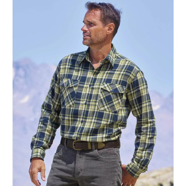 Atlas For Men Heren geruit flannel shirt UTAF250_bluegreen large