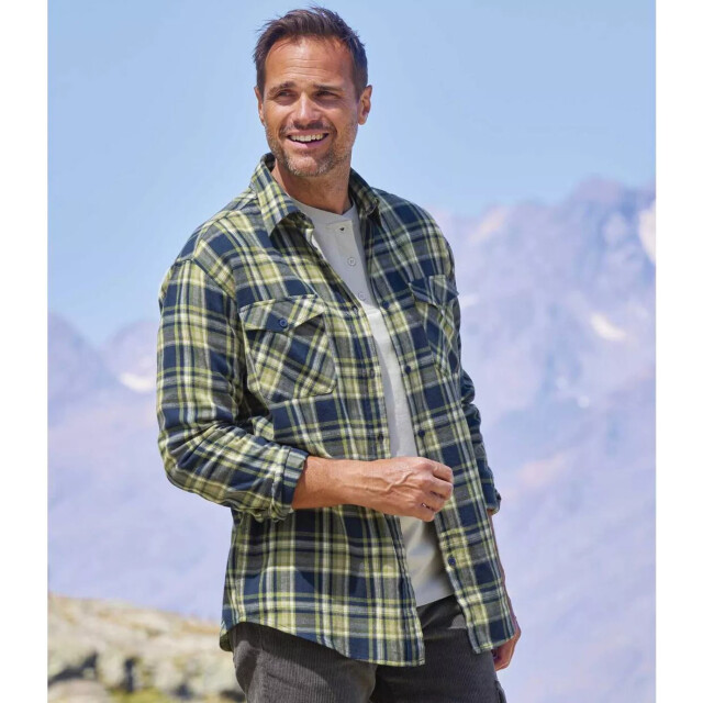 Atlas For Men Heren geruit flannel shirt UTAF250_bluegreen large