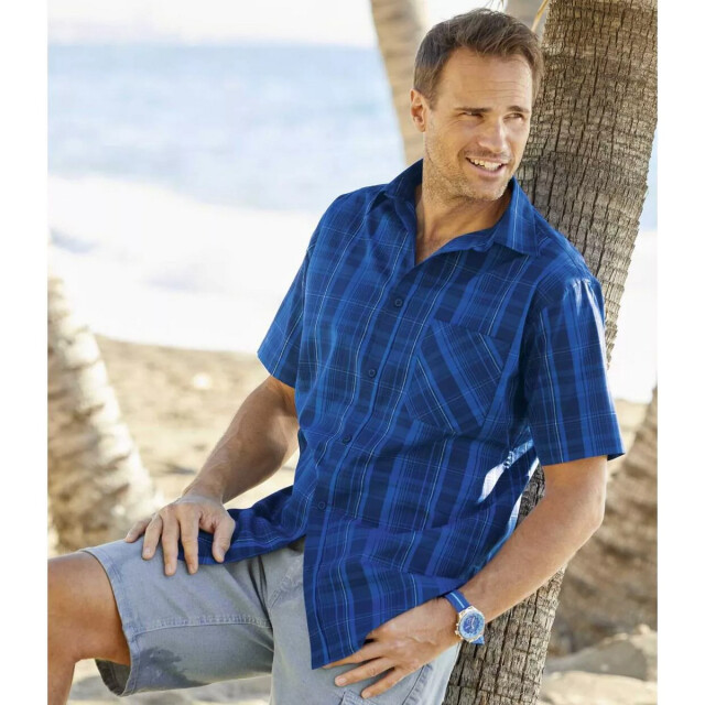 Atlas For Men Heren geruit overhemd UTAF167_blue large