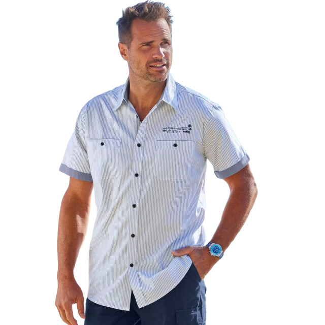 Atlas For Men Heren west island gestreept overhemd UTAF1668_bluewhite large