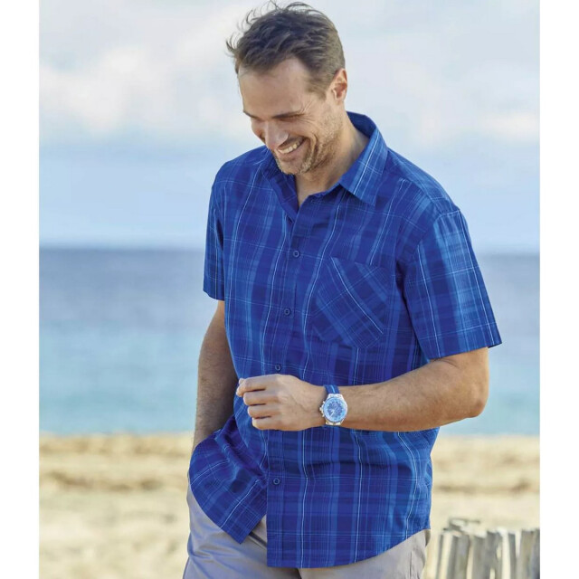 Atlas For Men Heren geruit overhemd UTAF167_blue large