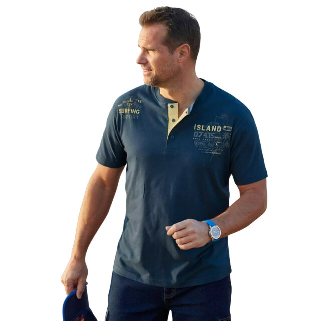 Atlas For Men Heren-t-shirt met knoopsluiting (set van 2) UTAF1267_yellownavy large