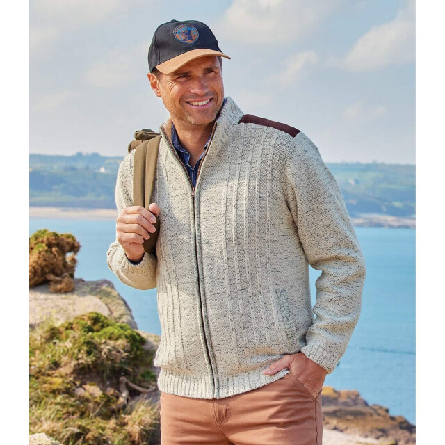 Atlas For Men Gebreide fleece gevoerde heren jas UTAF127_beige large