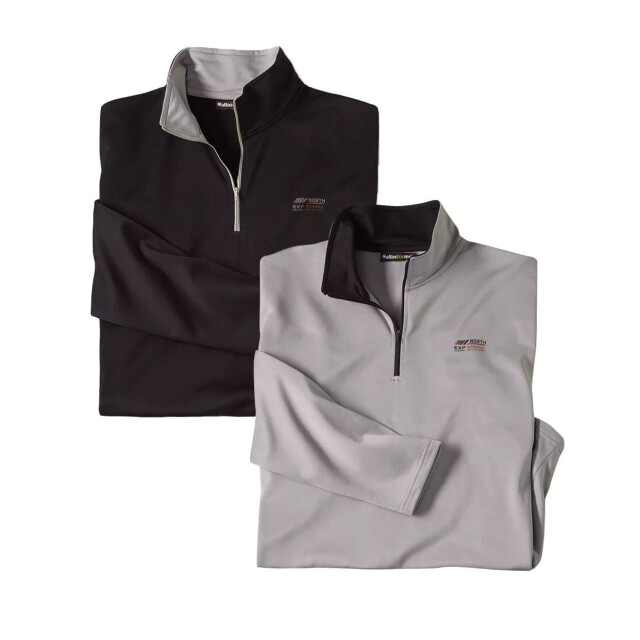 Atlas For Men Heren trechtervormige hals sport top (set van 2) UTAF1559_blackgrey large