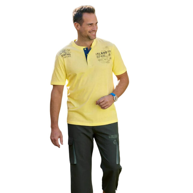 Atlas For Men Heren-t-shirt met knoopsluiting (set van 2) UTAF1267_yellownavy large