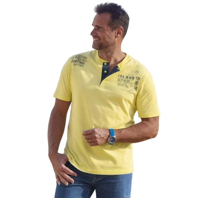 Atlas For Men Heren-t-shirt met knoopsluiting (set van 2) UTAF1267_yellownavy large