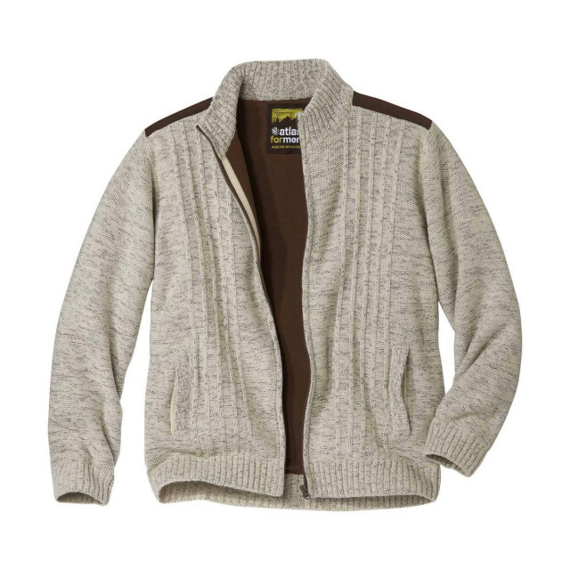 Atlas For Men Gebreide fleece gevoerde heren jas UTAF127_beige large