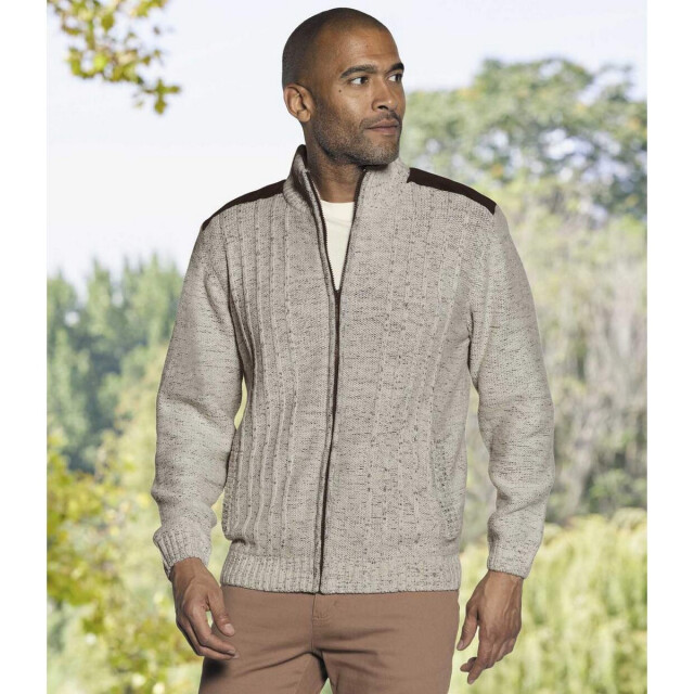 Atlas For Men Gebreide fleece gevoerde heren jas UTAF127_beige large