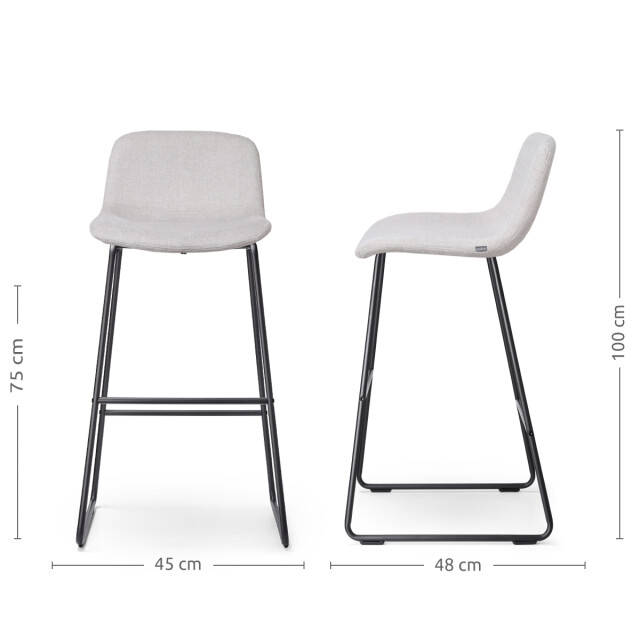 Nolon Nino-mats barkruk zwart onderstel 75 cm set van 2 2833518 large