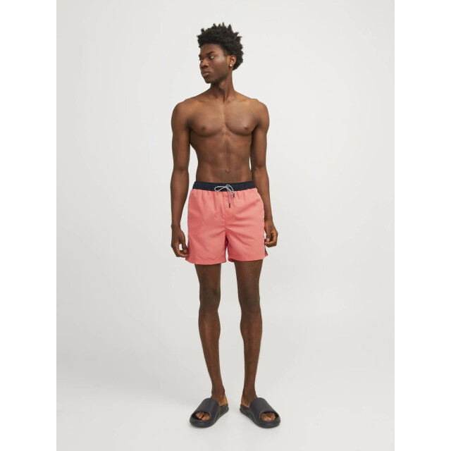 Jack & Jones Heren zwemshorts jpstfiji black tape effen hot coral 12253129-Hot-Coral large
