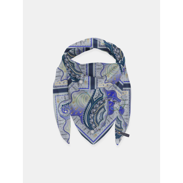 Mucho Gusto Zijden sjaal cannes blauw logomania Sjaal St. Tropez Viscose Blauw Paisley large