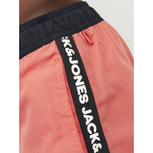 Jack & Jones Heren zwemshorts jpstfiji black tape effen hot coral 12253129-Hot-Coral large