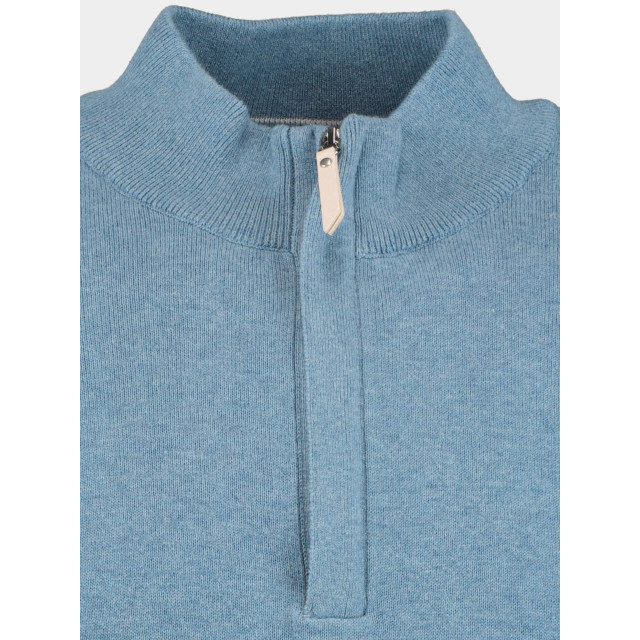Bos Bright Blue Scotland blue pullover yamm half zip flat knit 24105ya10sb/267 dark denim 179765 large