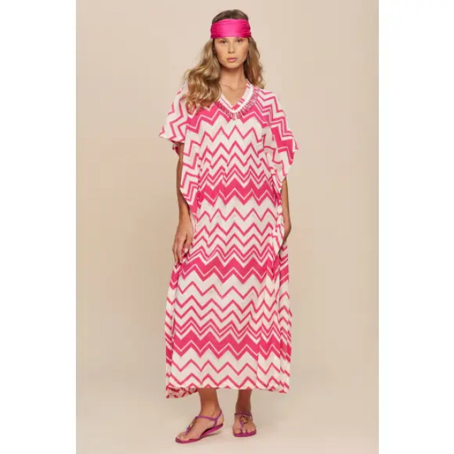 Pepita Zig zag kaftan jurk met franje PA1295 large