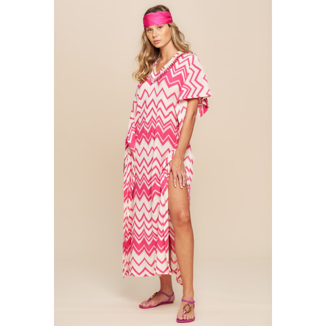 Pepita Zig zag kaftan jurk met franje PA1295 large