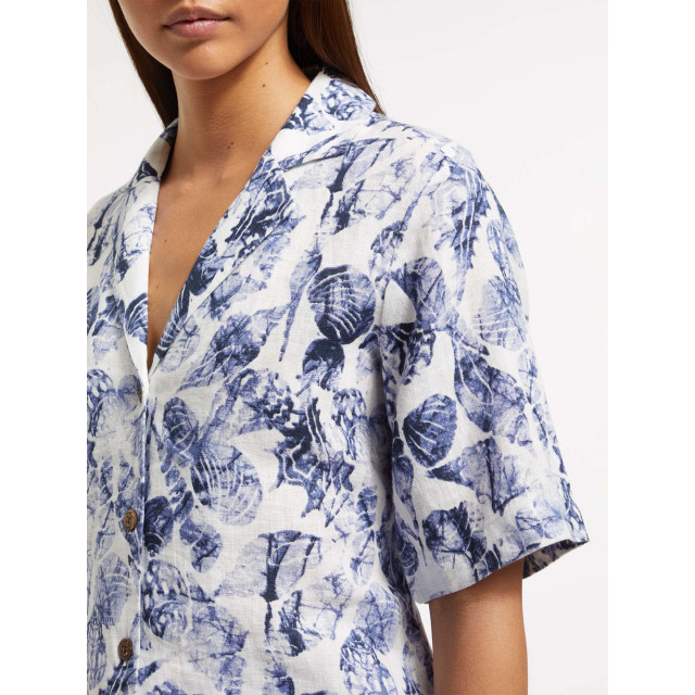 Scotch & Soda Camp shirt in linen shell batik blue dessin 177199-7247 large