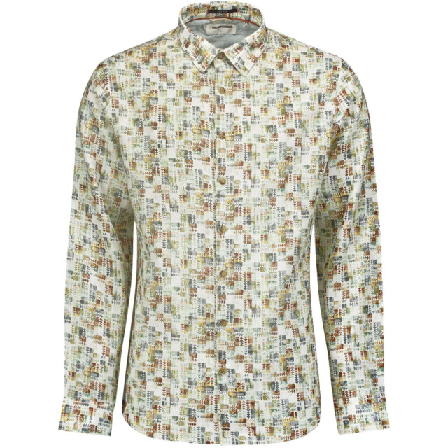 No Excess Overhemd lange mouw linnen met print green 23430205-050 large