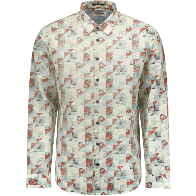 No Excess Overhemd lange mouw print allover linnen cream 23430206-016 large