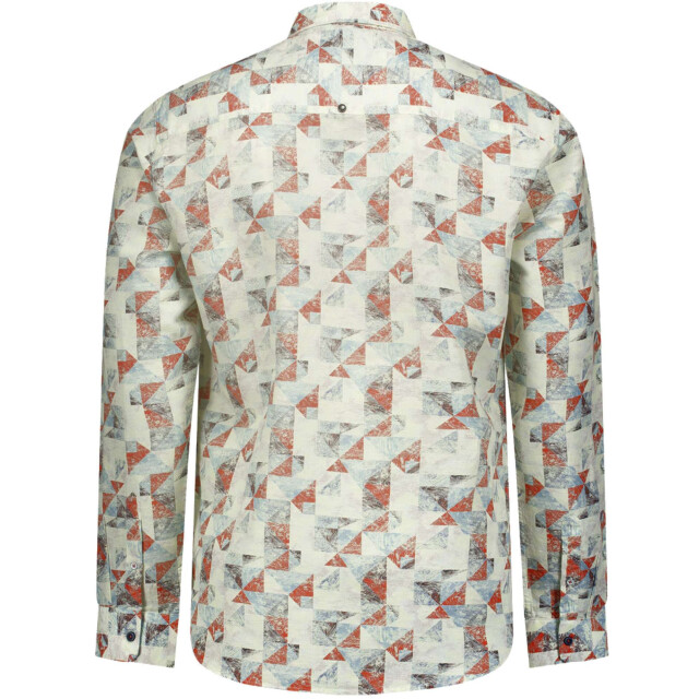 No Excess Overhemd lange mouw print allover linnen cream 23430206-016 large