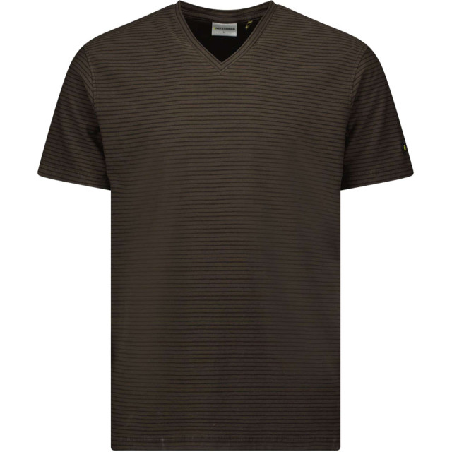 No Excess T-shirt korte mouw ronde hals met streep coffee 23350320-196 large