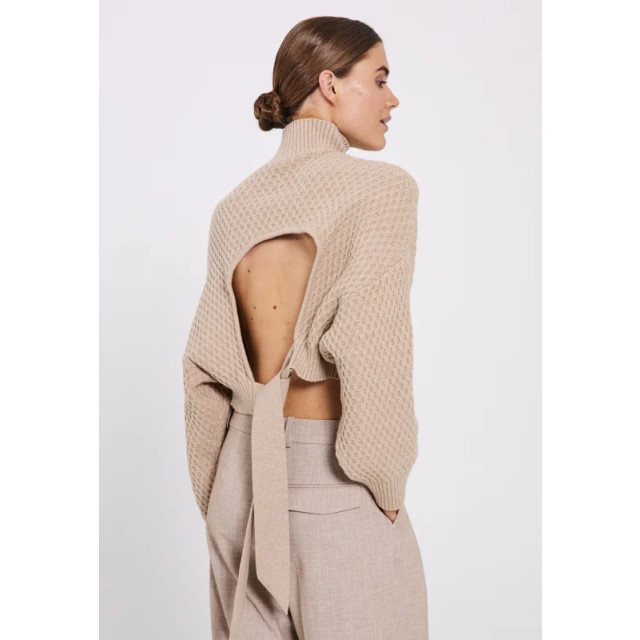 Norr Mathilde bow knit top - Mathilde bow knit top beige - NORR large