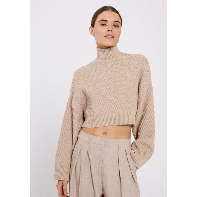 Norr Mathilde bow knit top - Mathilde bow knit top beige - NORR large