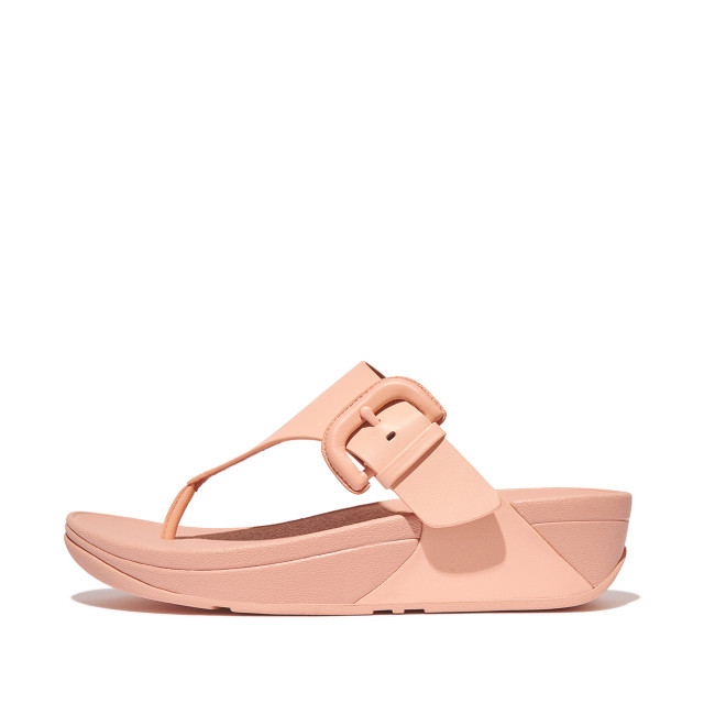 FitFlop Lulu covered-buckle raw-edge leather toe-thongs HG9 large