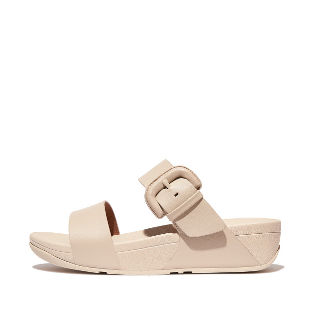 FitFlop Lulu covered-buckle raw-edge leather slides HN1 large