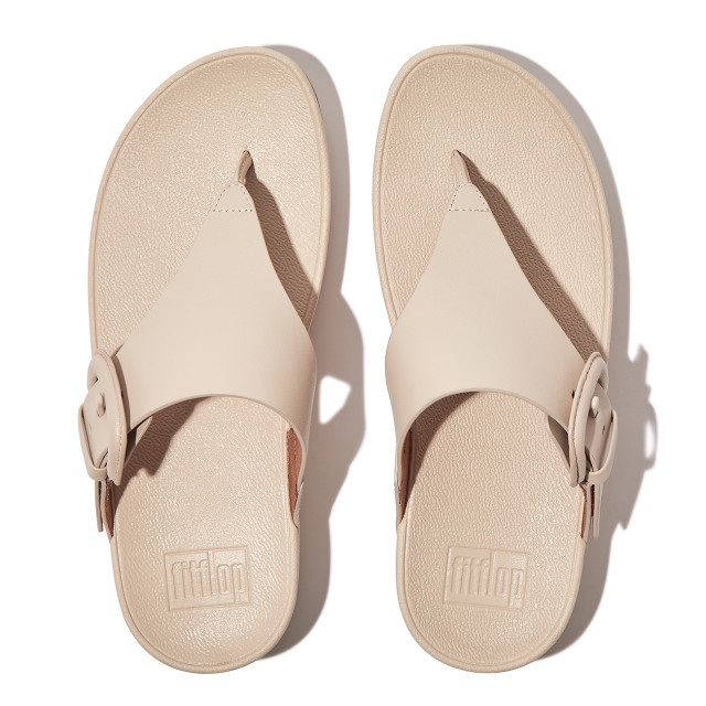 FitFlop Lulu covered-buckle raw-edge leather toe-thongs HG9 large