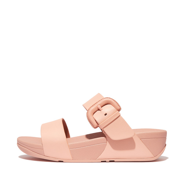 FitFlop Lulu covered-buckle raw-edge leather slides HN1 large