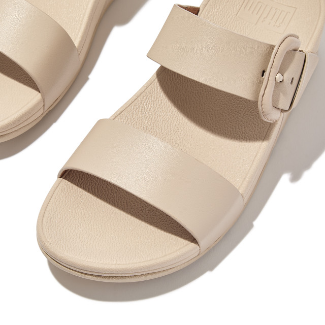 FitFlop Lulu covered-buckle raw-edge leather slides HN1 large