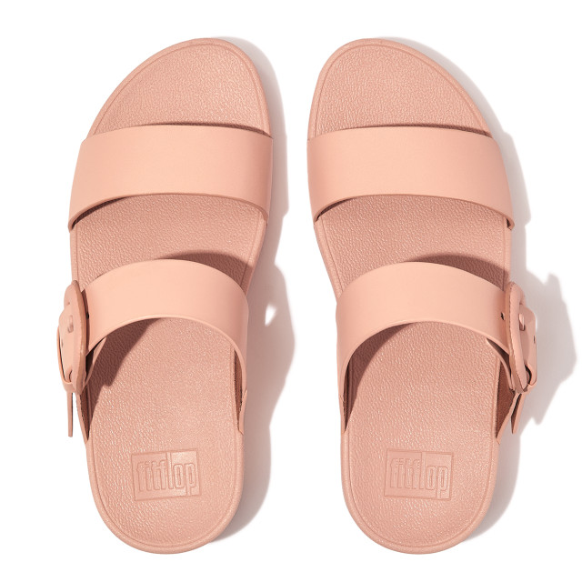 FitFlop Lulu covered-buckle raw-edge leather slides HN1 large