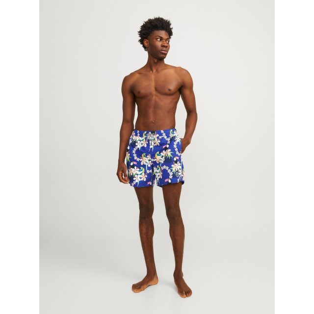 Jack & Jones Heren zwemshorts jpstfiji aop blauw tropisch paradijs print 12253230-Bluing large