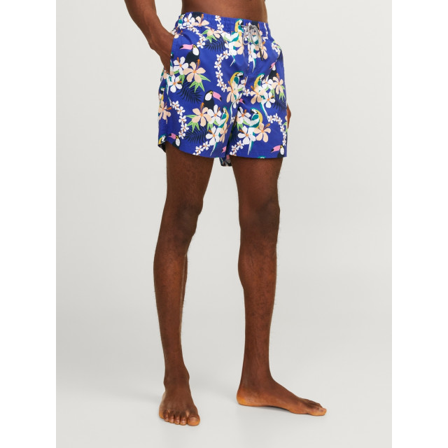 Jack & Jones Heren zwemshorts jpstfiji aop blauw tropisch paradijs print 12253230-Bluing large