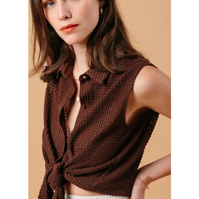 Grace & Mila Gehaakte knoopblouse mike 8704467304776 large