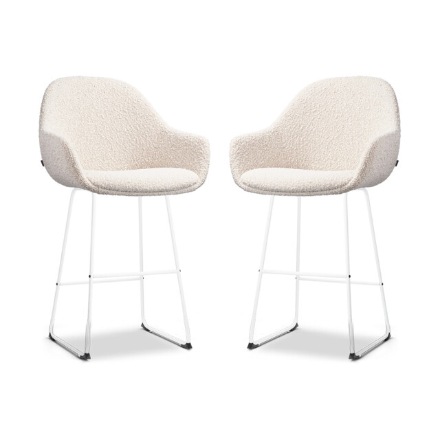 Nolon Nino-mae barkruk bouclé wit onderstel 65 cm set van 2 2831519 large