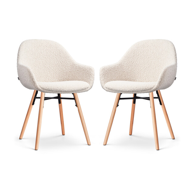 Nolon Nena-mae eetkamerstoel bouclé naturel onderstel set van 2 2831565 large