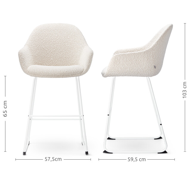 Nolon Nino-mae barkruk bouclé wit onderstel 65 cm set van 2 2831519 large