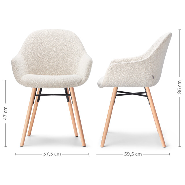 Nolon Nena-mae eetkamerstoel bouclé naturel onderstel set van 2 2831565 large