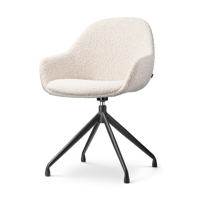 Nolon Nola-mae draaibare eetkamerstoel bouclé zwart onderstel 2794745 large